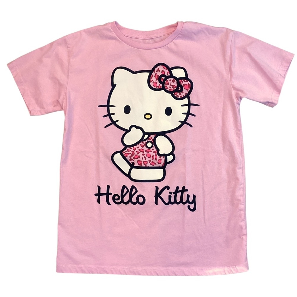 Sanrio Hello Kitty Pink Animal Print T Shirt Short Sleeve Girls XL 14-16